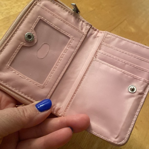 Money Moves faux Leather pink Credit Card Holder Accordion Wallet pre-owned stil - Picture 4 of 9